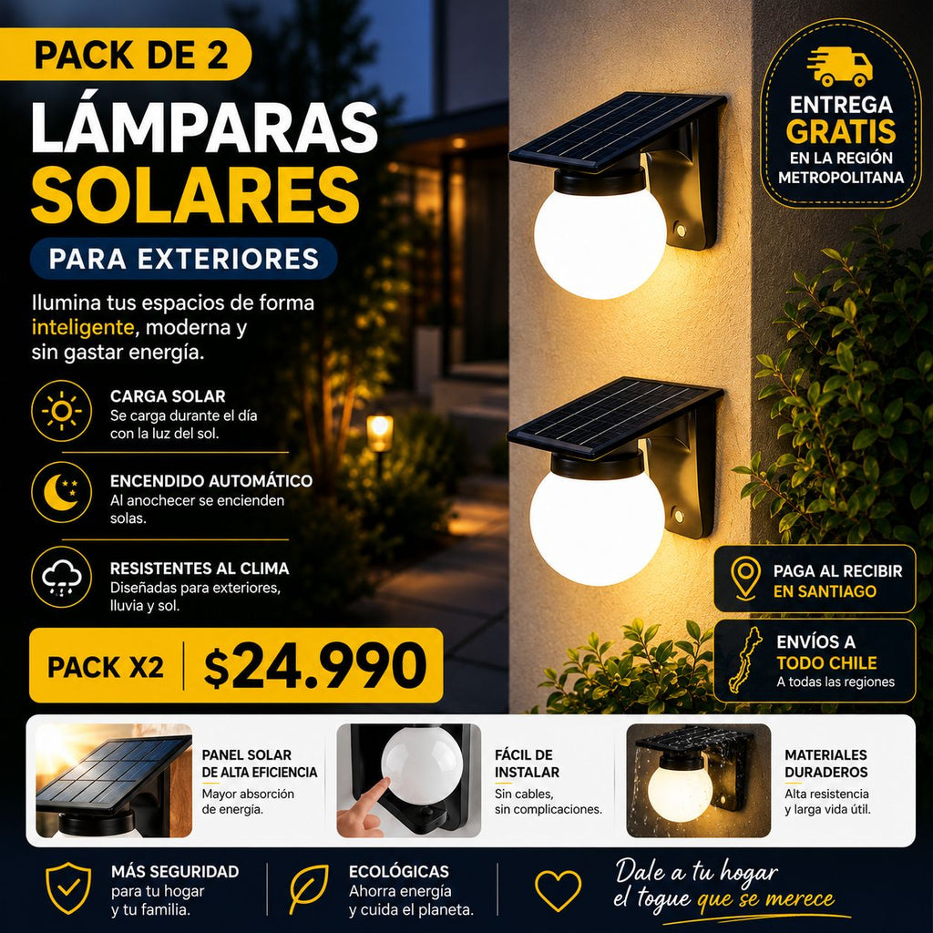 Pack de 2 Lamparas solares para exteriores