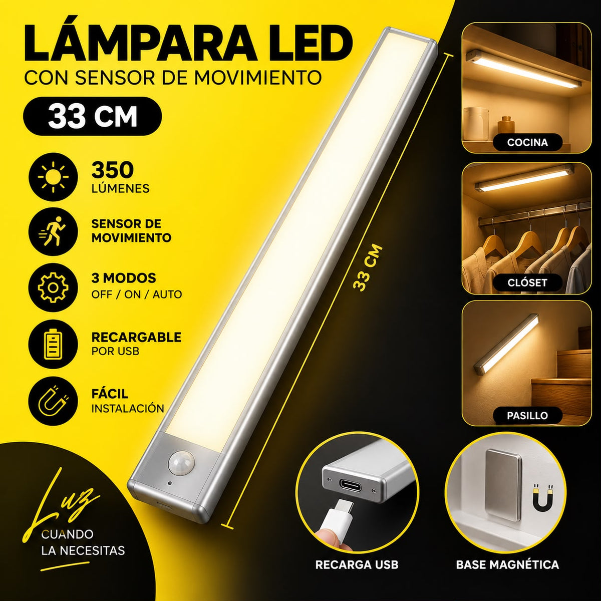 Lampara Inteligente Inalámbrica Con Sensor De Movimiento Luz Fría